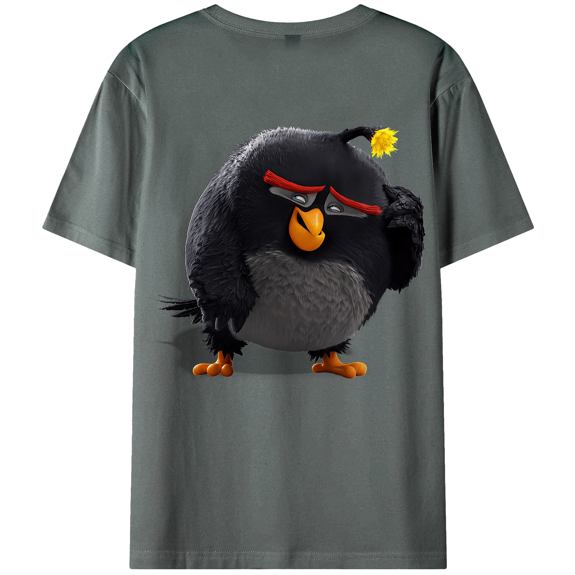 （画像用） Angry Birds アングリーバード 綿100％ メンズ半袖Tシャツ（バックプリント） 通気性